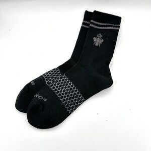 Bombas Crew‎ Socks Unisex Black White Gray Mid Calf Geometric Comfort Bee